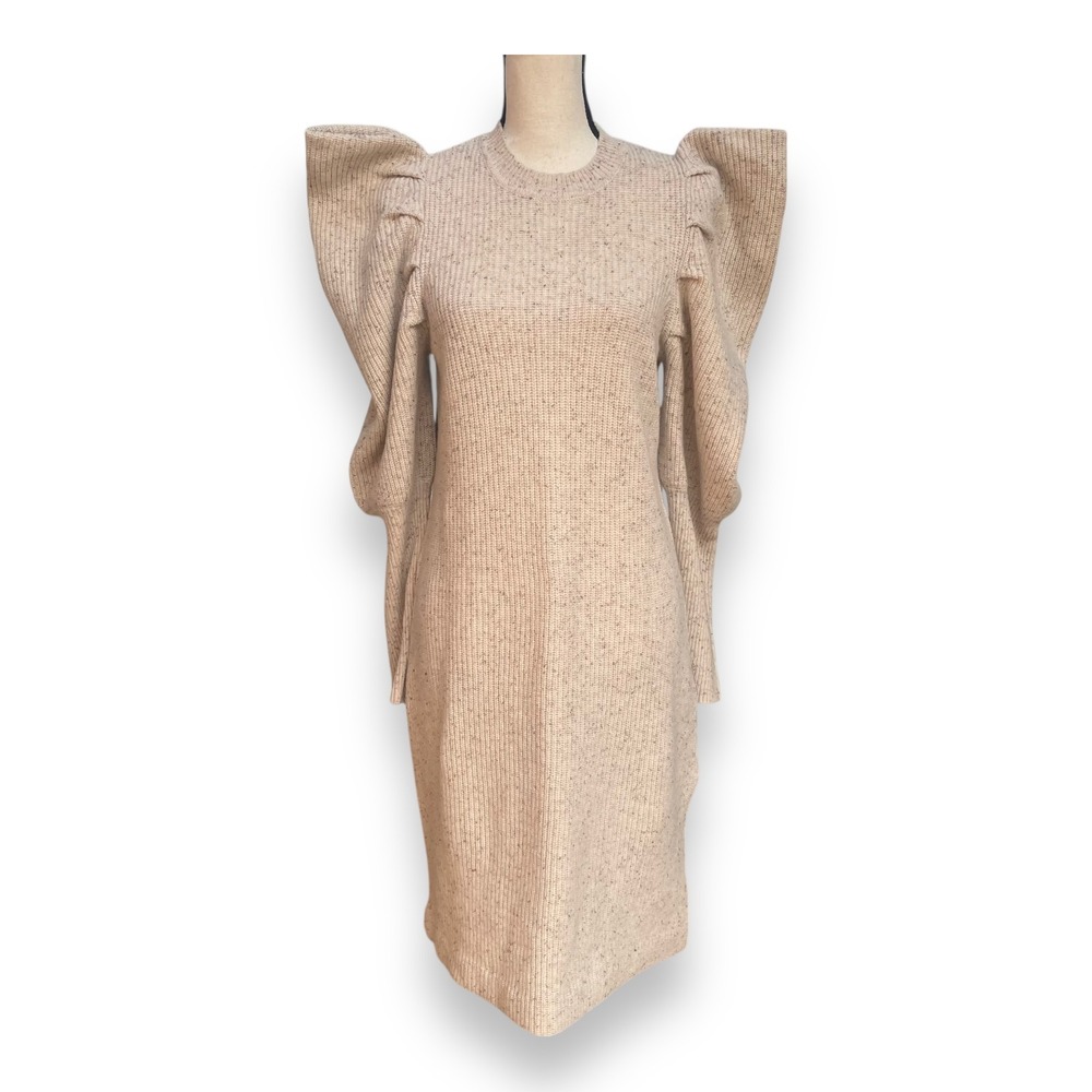 Ted‎ Baker London Marnina Beige Wool Blend Puff Sleeve Knit Sweater Dress Size 1